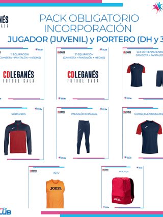 PACK OBLIGATORIO JUGADOR-PORTERO FEDERADO  (JUVENIL DH)